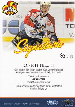 2009-10 Cardset Finland - Signature #NNO Jani Rita Back