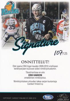 2009-10 Cardset Finland - Signature #NNO Erik Kakko Back