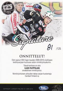 2009-10 Cardset Finland - Signature #NNO Ilari Filppula Back