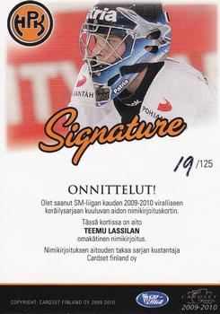 2009-10 Cardset Finland - Signature #NNO Teemu Lassila Back