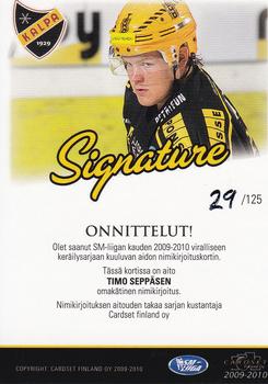 2009-10 Cardset Finland - Signature #NNO Timo Seppänen Back