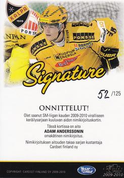 2009-10 Cardset Finland - Signature #NNO Adam Andersson Back
