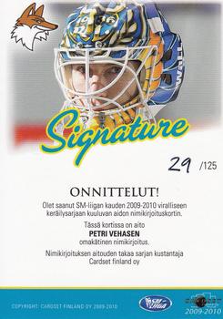 2009-10 Cardset Finland - Signature #NNO Petri Vehanen Back