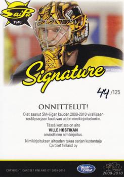 2009-10 Cardset Finland - Signature #NNO Ville Hostikka Back