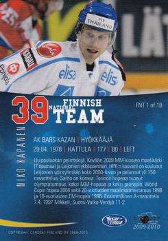 2009-10 Cardset Finland - Finnish National Team 2 #FNT1 Niko Kapanen Back