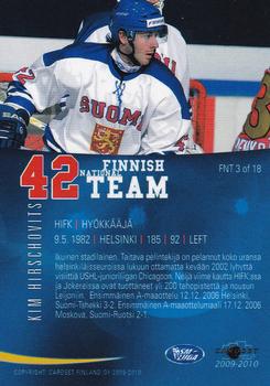 2009-10 Cardset Finland - Finnish National Team 2 #FNT3 Kim Hirschovits Back