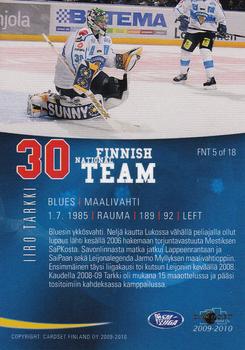 2009-10 Cardset Finland - Finnish National Team 2 #FNT5 Iiro Tarkki Back