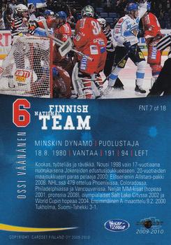 2009-10 Cardset Finland - Finnish National Team 2 #FNT7 Ossi Väänänen Back