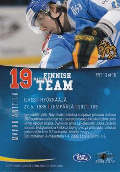 2009-10 Cardset Finland - Finnish National Team 2 #FNT13 Marko Anttila Back
