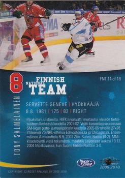 2009-10 Cardset Finland - Finnish National Team 2 #FNT14 Tony Salmelainen Back