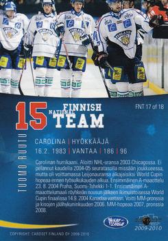 2009-10 Cardset Finland - Finnish National Team 2 #FNT17 Tuomo Ruutu Back