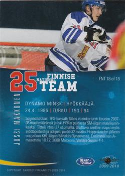 2009-10 Cardset Finland - Finnish National Team 2 #FNT18 Jussi Makkonen Back