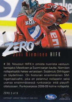 2009-10 Cardset Finland - Zero Goals #ZERO3 Jani Nieminen Back