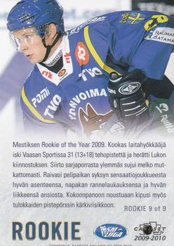 2009-10 Cardset Finland - Rookie #ROOKIE 9 Samuli Kivimäki Back