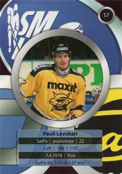 2008-09 Cardset Finland #57 Pauli Levokari Back