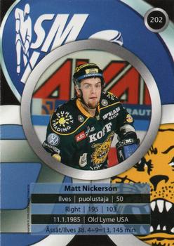 2008-09 Cardset Finland #202 Matt Nickerson Back