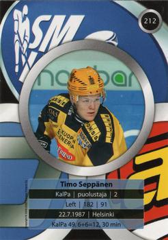 2008-09 Cardset Finland #212 Timo Seppänen Back