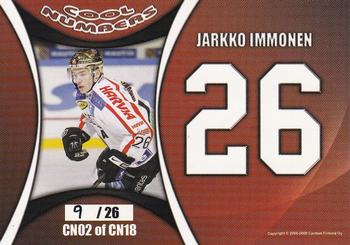 2008-09 Cardset Finland - Cool Numbers Red #CN02 Jarkko Immonen Back