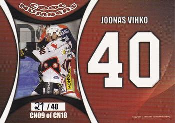 2008-09 Cardset Finland - Cool Numbers Red #CN09 Joonas Vihko Back