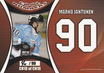 2008-09 Cardset Finland - Cool Numbers Red #CN18 Marko Jantunen Back