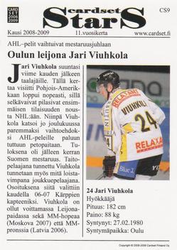 2008-09 Cardset Finland - Cardset Stars #CS9 Jari Viuhkola Back