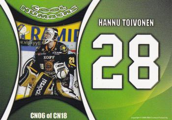 2008-09 Cardset Finland - Cool Numbers Green #CN06 Hannu Toivonen Back