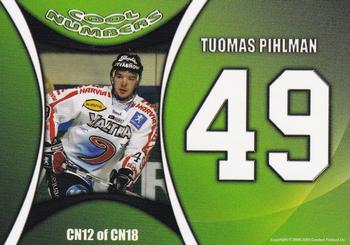 2008-09 Cardset Finland - Cool Numbers Green #CN12 Tuomas Pihlman Back