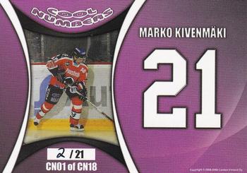 2008-09 Cardset Finland - Cool Numbers Purple #CN01 Marko Kivenmäki Back