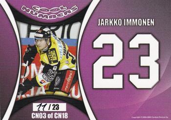2008-09 Cardset Finland - Cool Numbers Purple #CN03 Jarkko Immonen Back