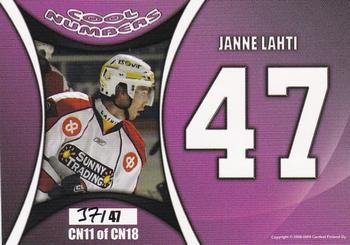 2008-09 Cardset Finland - Cool Numbers Purple #CN11 Janne Lahti Back
