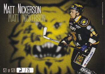 2008-09 Cardset Finland - International Stars Yellow #IS21 Matt Nickerson Back