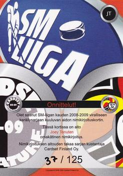 2008-09 Cardset Finland - Signature Sensations 2 #JT Joey Tenute Back