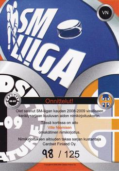 2008-09 Cardset Finland - Signature Sensations 2 #VN Ville Nieminen Back