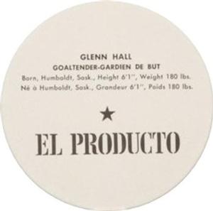 1962-63 El Producto Box Panels - Hockey Star Coasters #NNO Glenn Hall Back