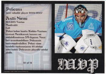 2007-08 Cardset Finland - MVP #10 Antti Niemi Back