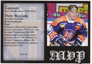 2007-08 Cardset Finland - MVP #12 Petri Kontiola Back
