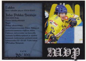 2007-08 Cardset Finland - MVP - Blue #9 Juha-Pekka Haataja Back