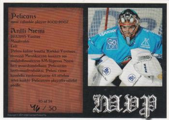 2007-08 Cardset Finland - MVP - Red #10 Antti Niemi Back