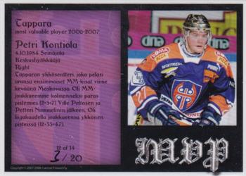 2007-08 Cardset Finland - MVP - Purple #12 Petri Kontiola Back