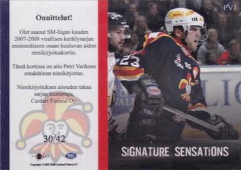 2007-08 Cardset Finland - Signature Sensations #PV1 Petri Varis Back