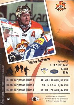 2003-04 Cardset Finland #69 Marko Jantunen Back