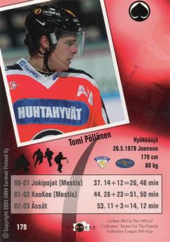 2003-04 Cardset Finland #179 Tomi Pöllänen Back