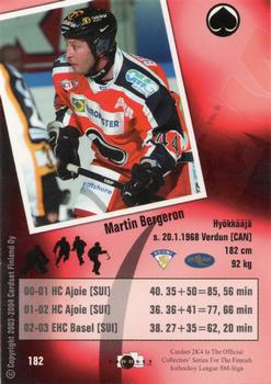 2003-04 Cardset Finland #182 Martin Bergeron Back
