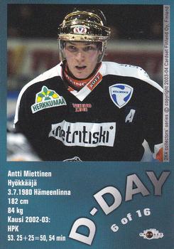 2003-04 Cardset Finland - The D-Day #6 Antti Miettinen Back