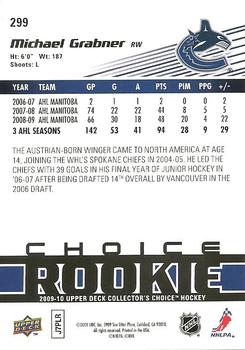 2009-10 Collector's Choice #299 Michael Grabner Back