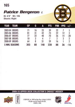 2009-10 Collector's Choice #165 Patrice Bergeron Back