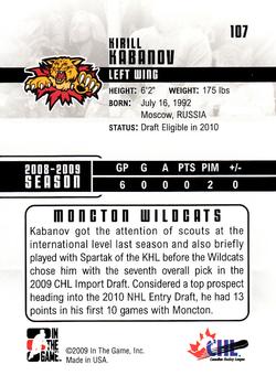 2009-10 In The Game Heroes and Prospects #107 Kirill Kabanov Back