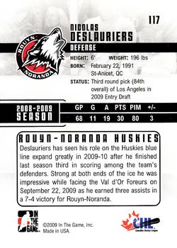 2009-10 In The Game Heroes and Prospects #117 Nicolas Deslauriers Back