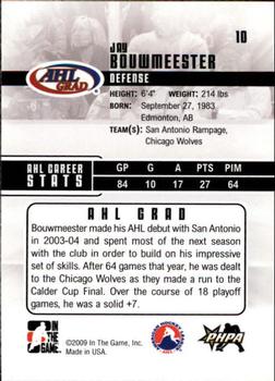 2009-10 In The Game Heroes and Prospects #10 Jay Bouwmeester Back