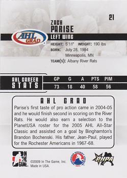 2009-10 In The Game Heroes and Prospects #21 Zach Parise Back